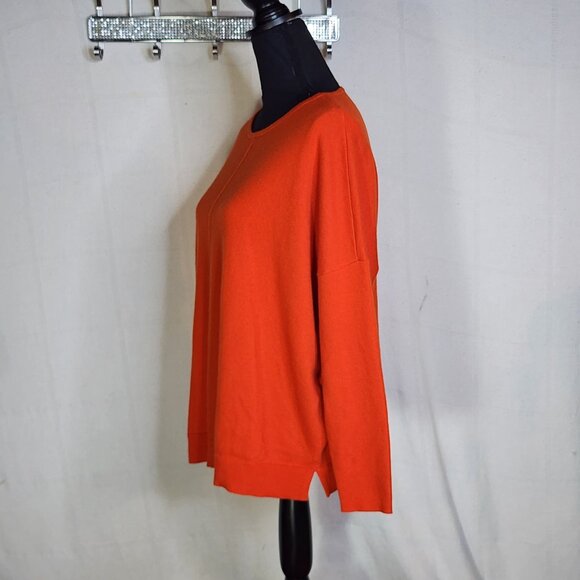 Chico's Orange Center Seam LS Nylon Rayon Poly Cashmere Sweater Sz Chico 2 US L - Picture 9 of 16